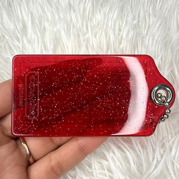 3" COACH Red Poppy Fob Bag Charm Hang tag Hangtag - Picture 2 of 2